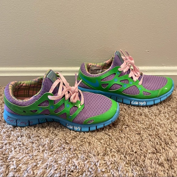 Nike Free Run + 2 DB Doernbecher Violet Green Blue ~ Maddie Kenzie ~ Size 7.5 - Picture 3 of 5